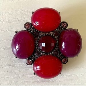 Vintage red purple cabochon brooch and pendant